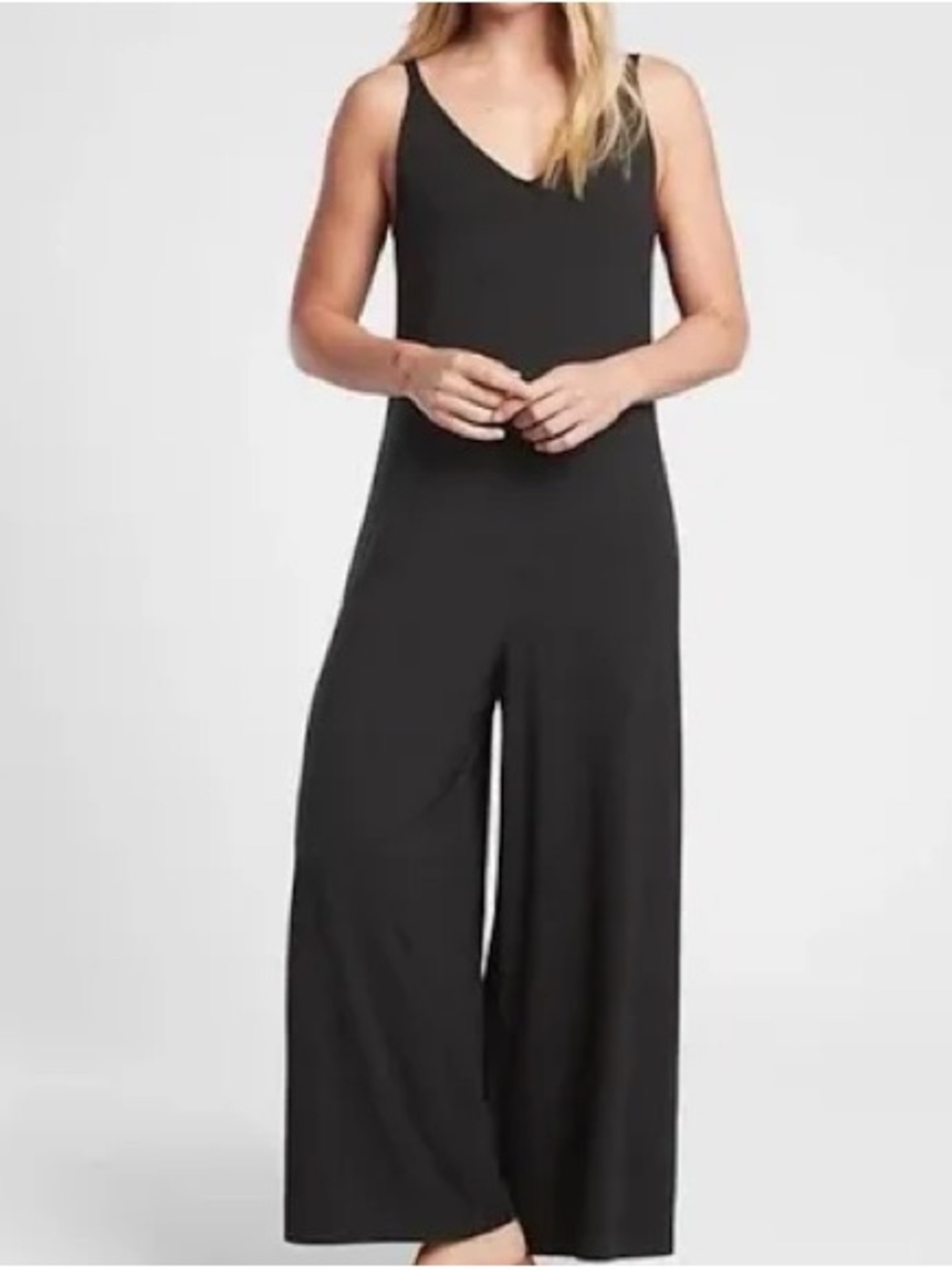 Athleta Black Wide-Leg V-Neck Jumpsuit